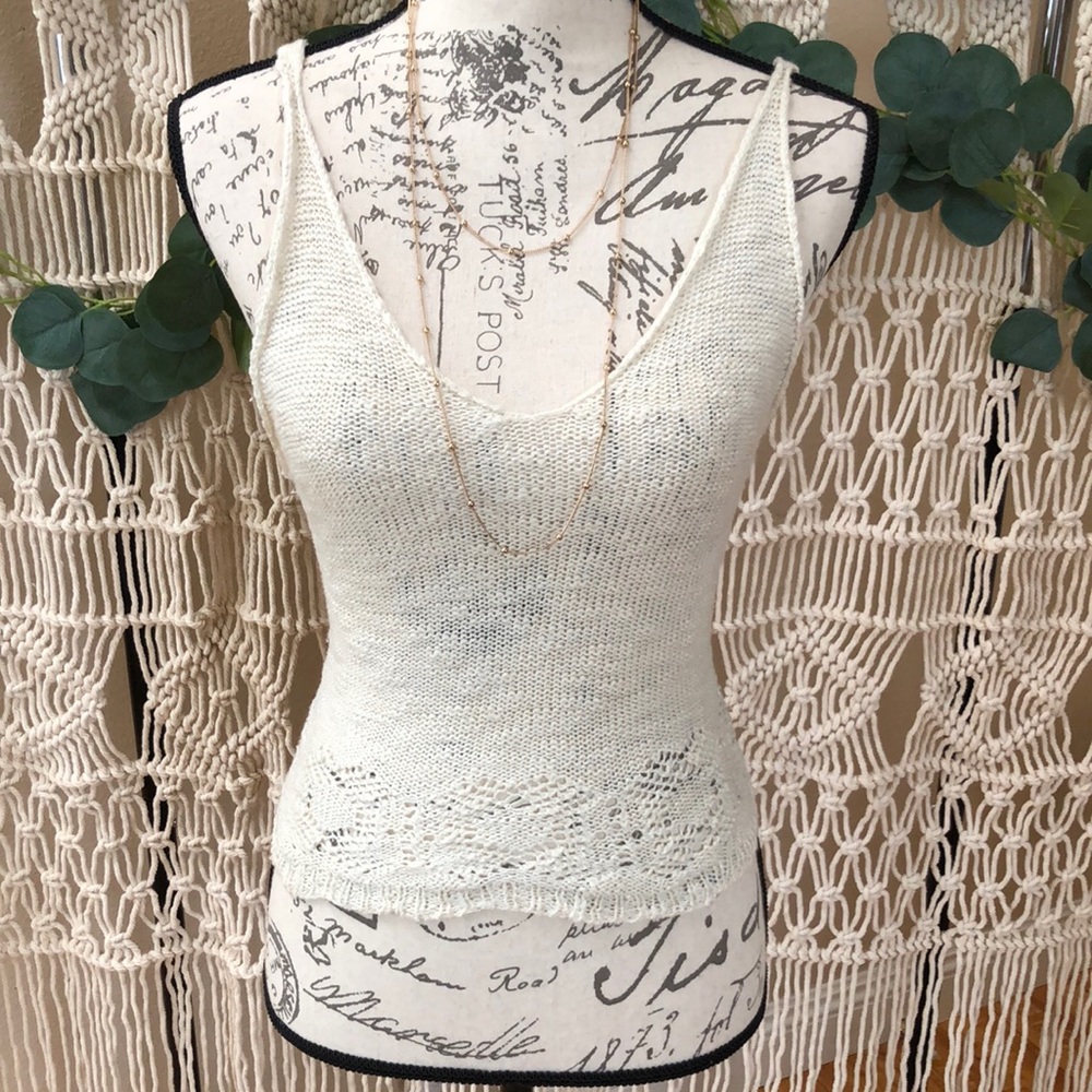 Brandy Melville crochet ivory top